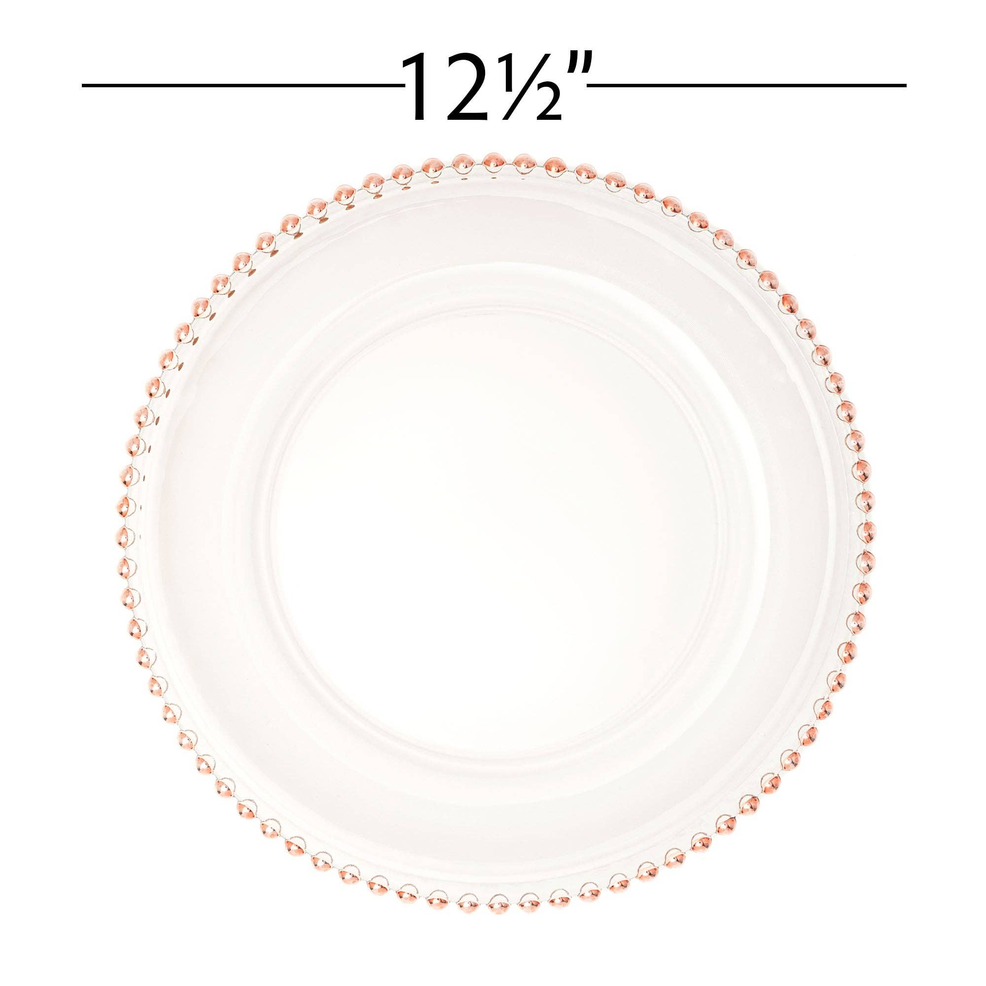 Portofino International Trading, USA - Wholesale Charger Plate - Beaded Rim Clear Glass Charger Plate 12½" - Rose Gold3