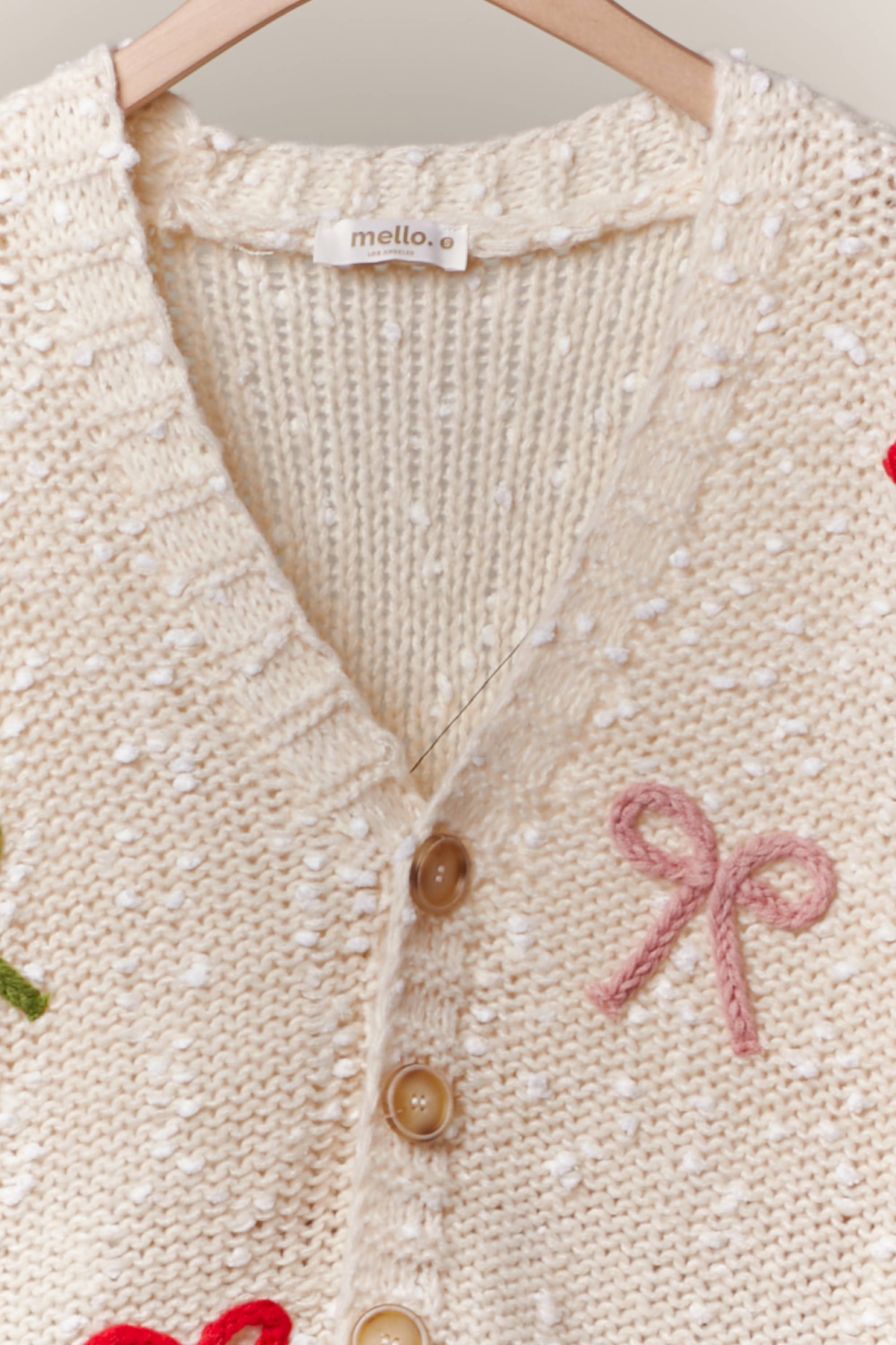 Ivory Ribbon Patched Button Down Cardigan for wholesale on Faire5