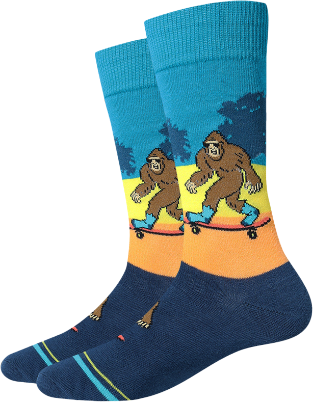 Blue Skateboard Bigfoot Socks for wholesale on Faire0