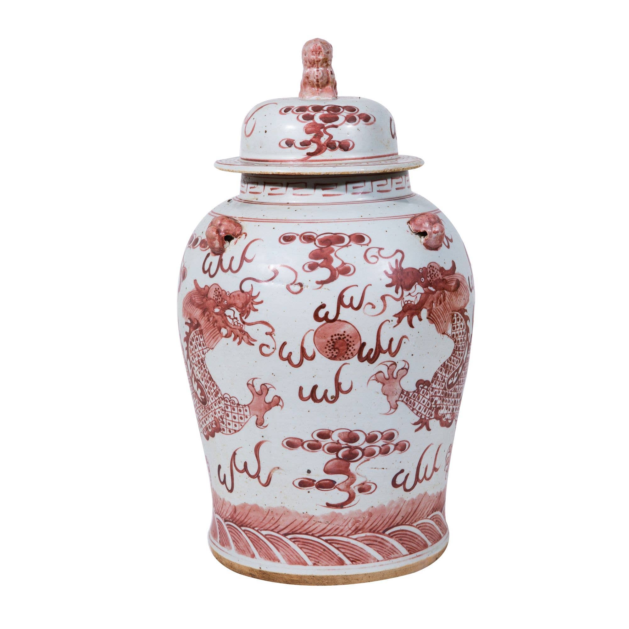 Legend Accents - Wholesale Decorative Jar - Rustic Maroon Red Dragon Temple Jar Small1