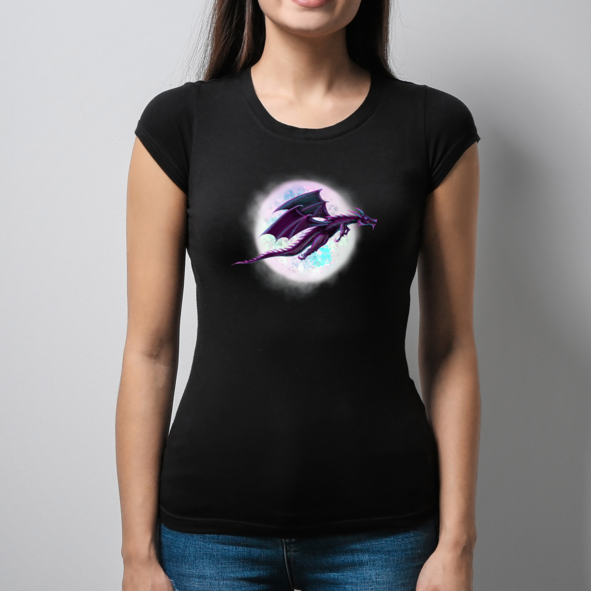 Hannah Kate Makes - Wholesale T-Shirt (Graphic) - Unisex - Dragon Moon T-shirt - Black - 100% Cotton - Gothic Whimsy15