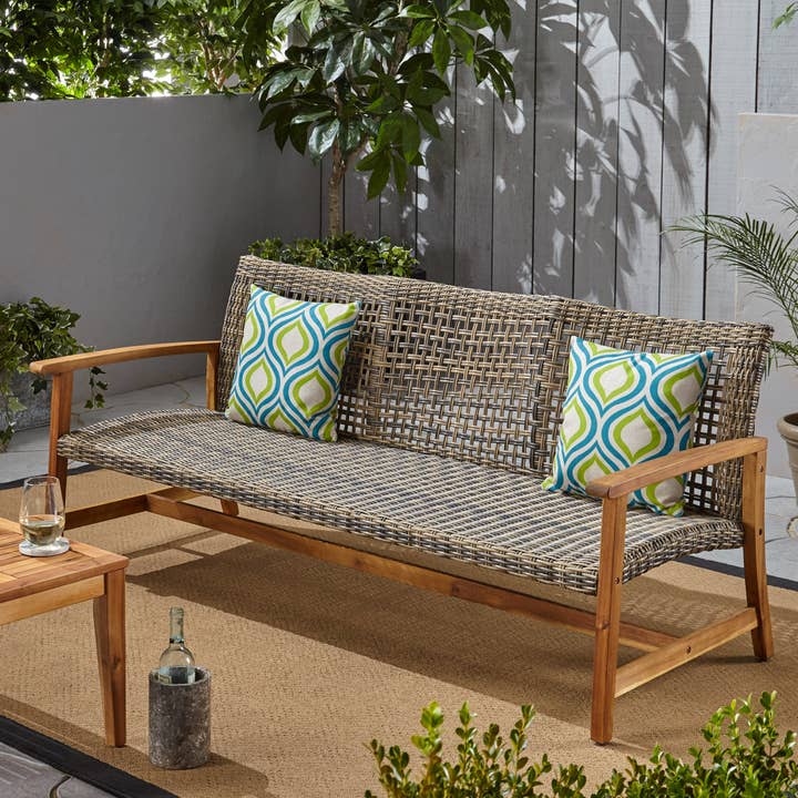 Outdoor 3-Seater Sofa with Rattan Cover, Grey for wholesale by HOMYCASA DESIGN INC