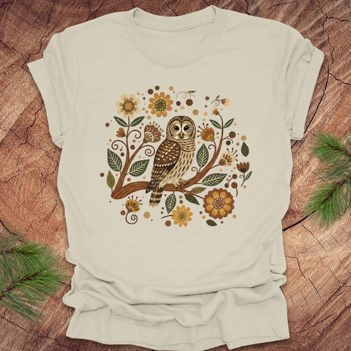 T-shirt Chouette Rayée Art Populaire pour la vente par Wandering Owl Adventure Co.