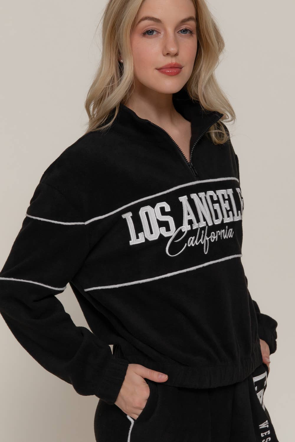 Active Basic | Active USA – wholesale Sweatshirt – Women's – Half Zip Up Mock Neck Embroidery Fleece Top13