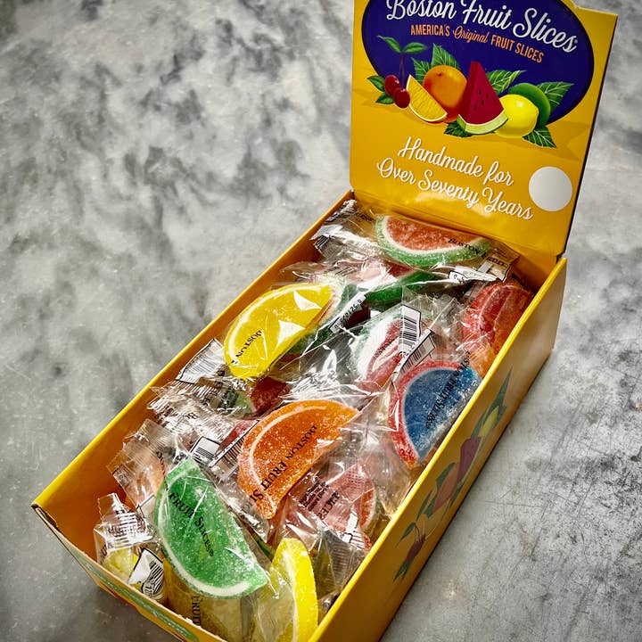 O'Shea's Candies Sweet Shop - Wholesale Gummy - Boston Fruit Slice 🍒 🍊 60 CT Changemaker Individual Box