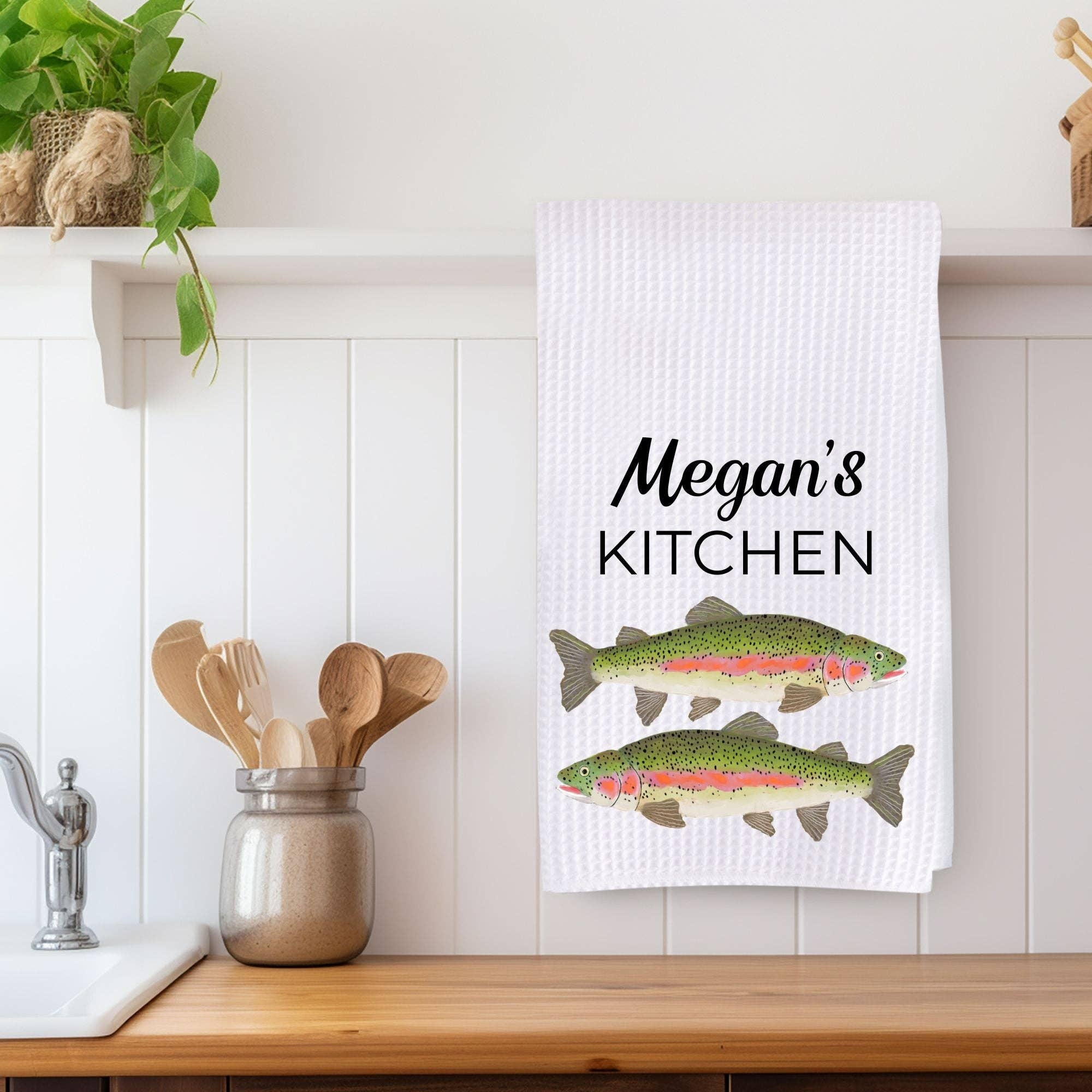 MerikaArt - Wholesale Tea Towel - Rainbow Trout Kitchen Towel1