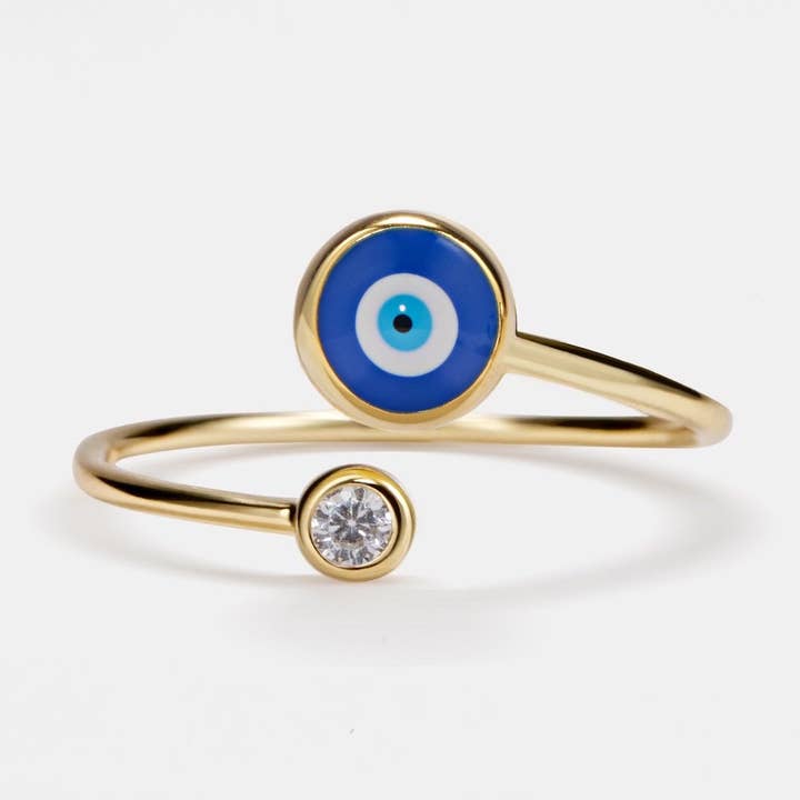 Bague Evil Eye Nazar Bypass en argent sterling 925, émail pour la vente par Perimade & Co. LLC