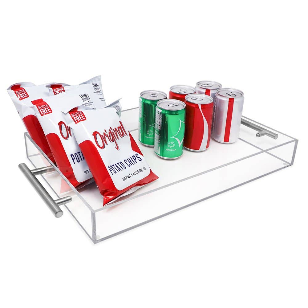 Isaac Jacobs International - Wholesale Serving Tray - Isaac Jacobs Clear Acrylic Serving Tray with Metal Handles35