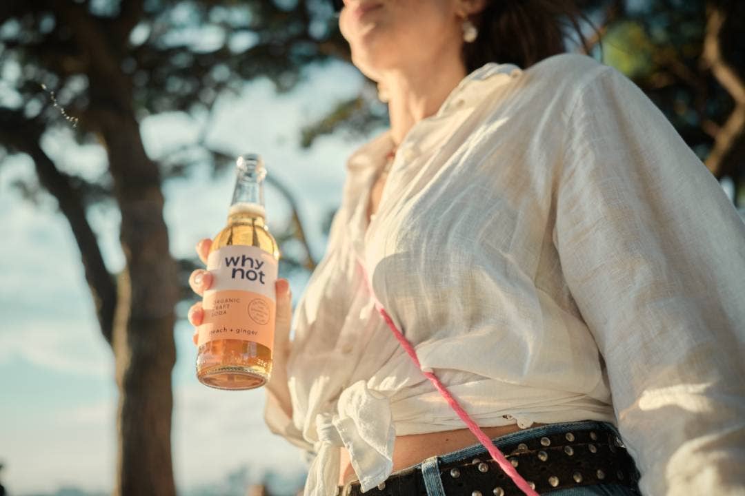 Why Not Soda - Wholesale Soda/Carbonated Drink - Peach + Ginger - Organic Fruit Soda (bottle)1