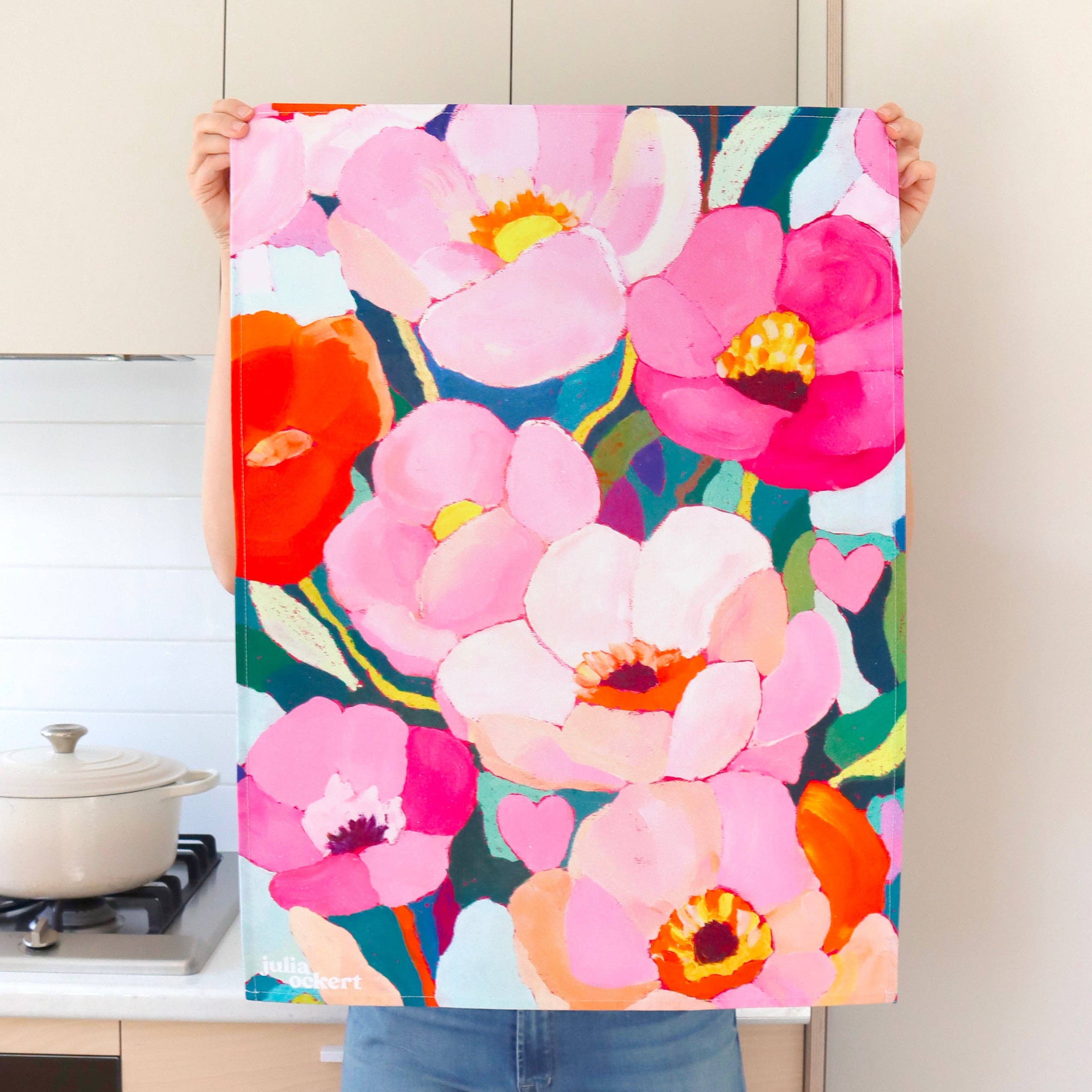 Julia Ockert - Wholesale Tea Towel - Flowerverse Tea Towel - Dopamine Decor - Original Floral Art9