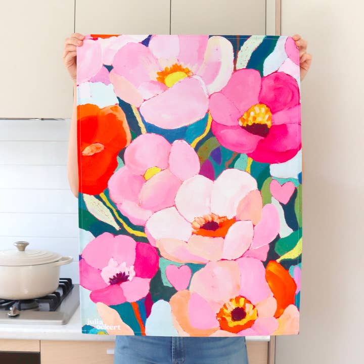 Julia Ockert - Wholesale Tea Towel - Flowerverse Tea Towel - Dopamine Decor - Original Floral Art9