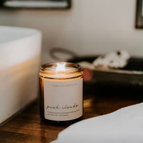 Vanilla and Spruce, LLC - Wholesale Jar/Filled Candle - 7 oz Candle - Pink Clouds2