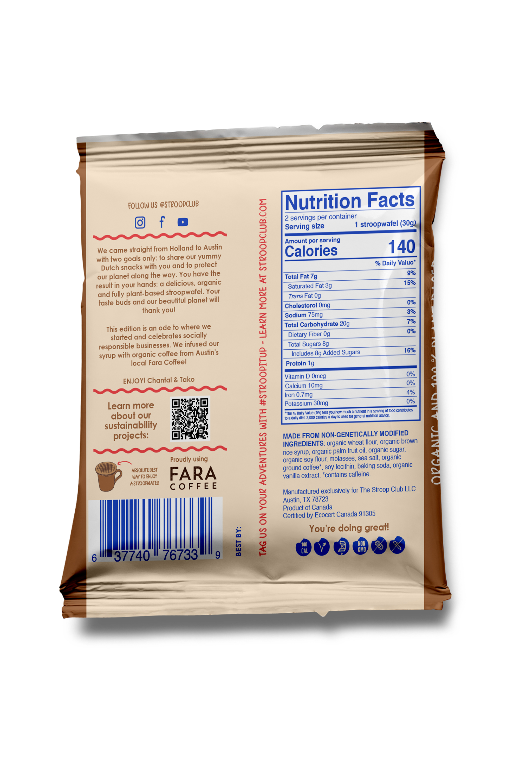 Stroop Club - Wholesale Cookie - Coffee Caramel Organic and Plant-Based  Stroopwafel 2-packs2