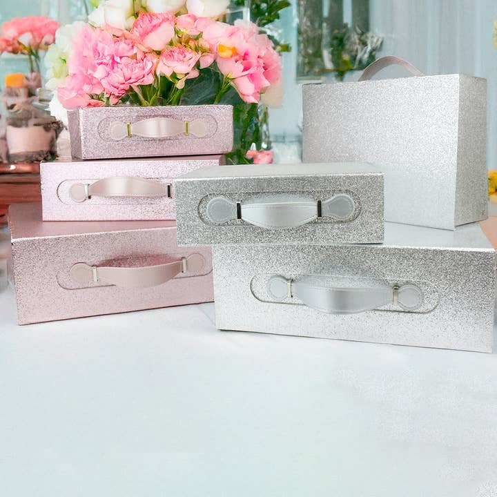 Glitter Folding Magnetic Gift Box With Leather Handle - Single (Sizes & Colors Available) for wholesale by Emartbuy