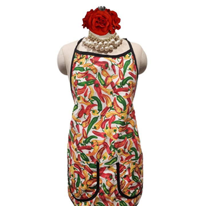 Chilies-White Apron for wholesale by Bronze Baboon