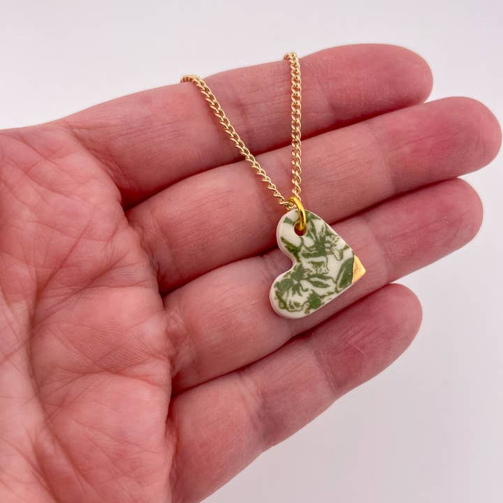 Clay Blanca - Wholesale Pendant/Charm Necklace - Green China Small Heart (side) Pendant necklace (Options)