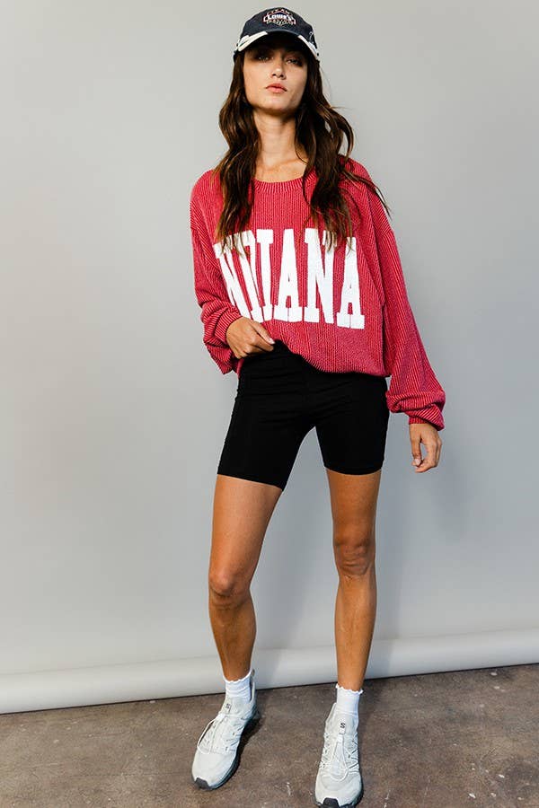 BUCKETLIST INC - Wholesale Graphic Sweatshirt - Women's - T1770I -'INDIANA' Comfy Oversize Graphic Sweatshirt, Gameday9