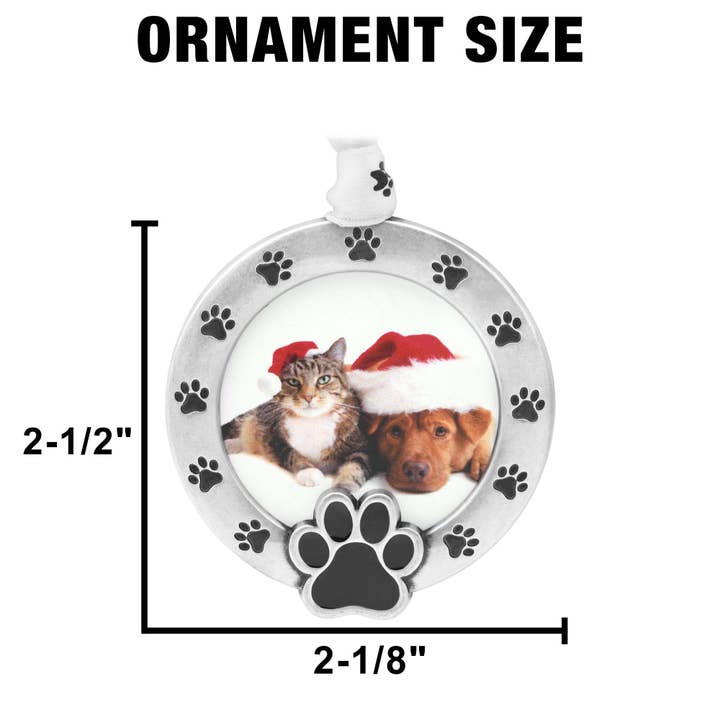 Gloria Duchin - Wholesale Ornament - Paw Print Picture Frame Ornament - Pewter Silver2