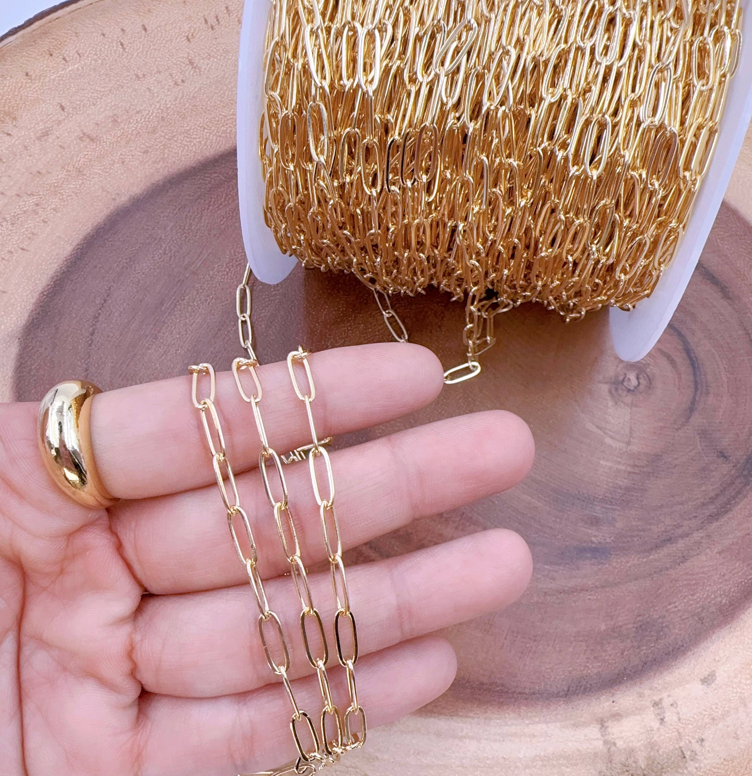 Beads Creation – Colar de elos e correntes por atacado – Colar de Elos de Papel de Ouro 18K & Colar de Corrente por Metro2