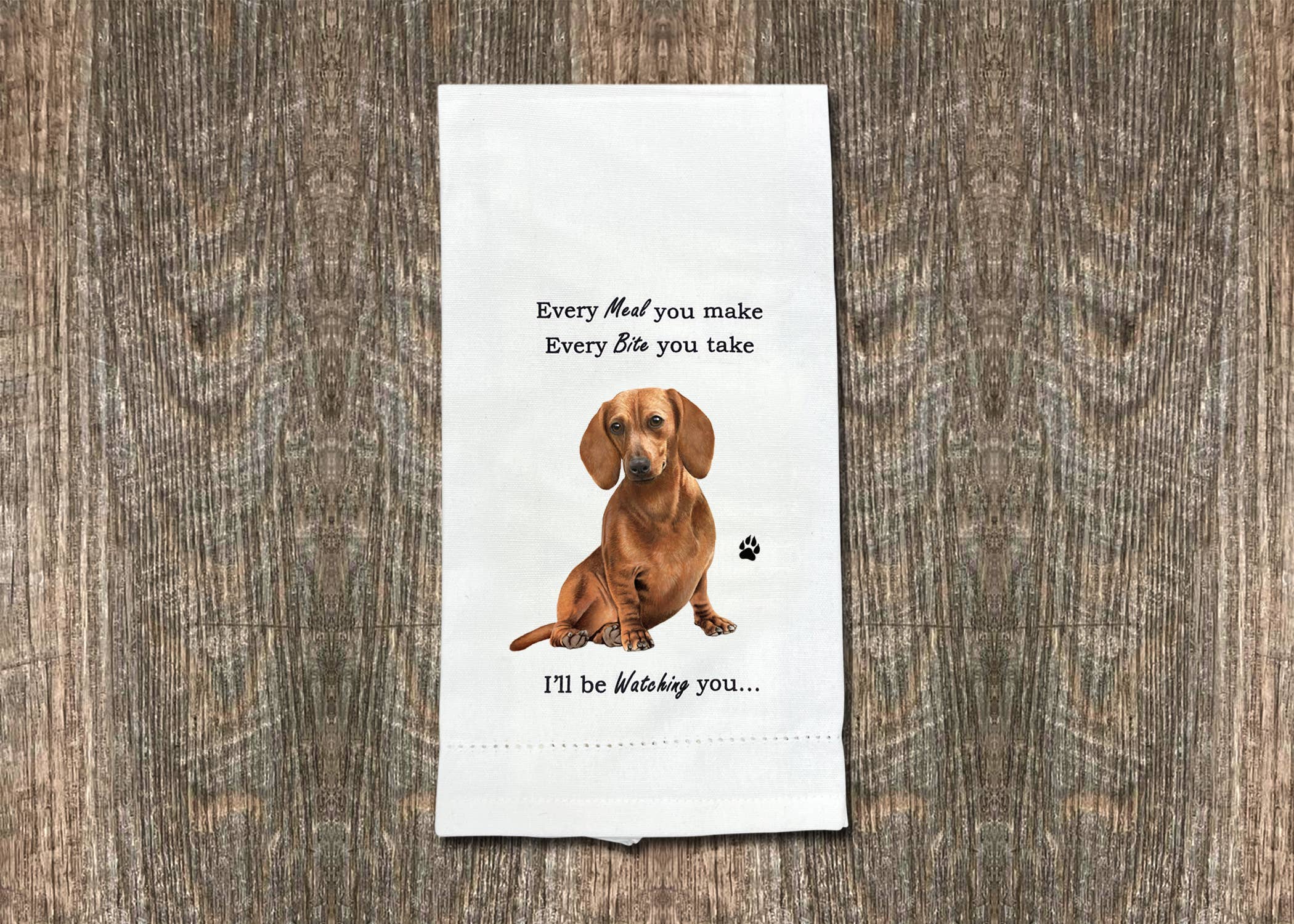 E&S Pets - Vente Torchons - Torchon de cuisine avec teckel rouge4