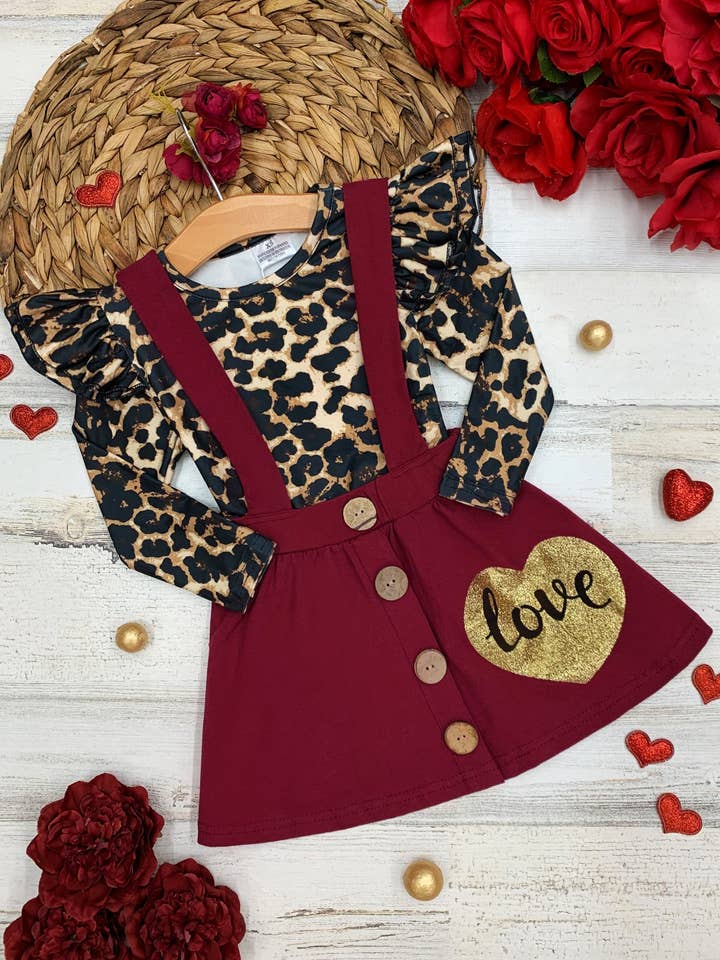Burgundy Wild Love Suspender Skirt Set for wholesale on Faire