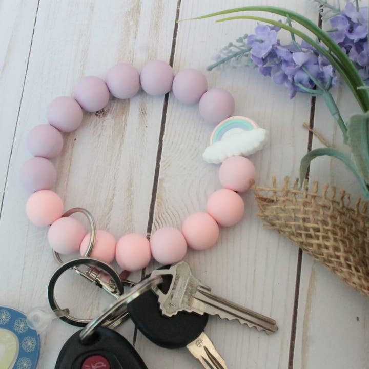 Rainbow Sunset Silicone Beaded Wristlet for wholesale by Kaysticks.co