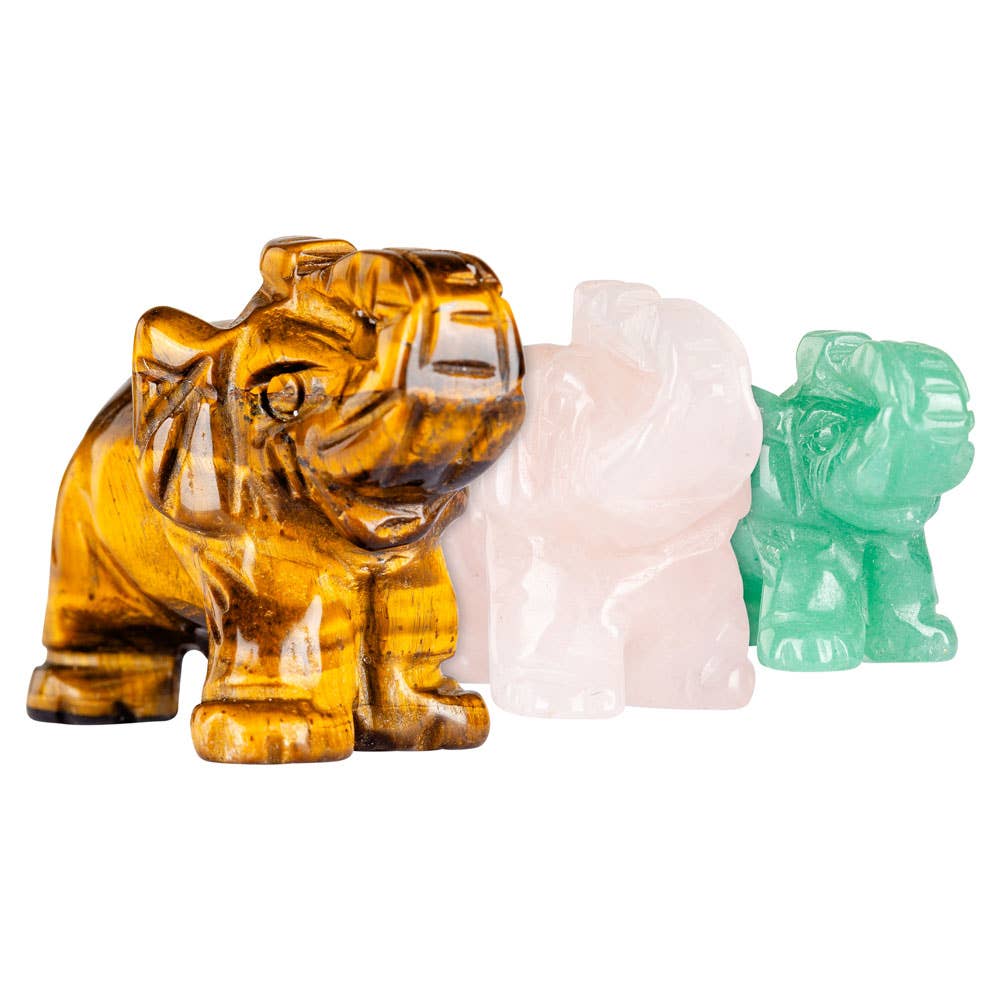 Benjamin International – wholesale Decorative figurine – CARVED GEMSTONE ELEPHANTS0