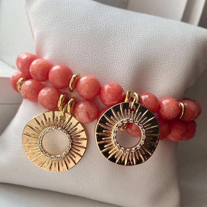 Sunburst charme perle armbånd for engroshandel hos LIV Rose Jewelry