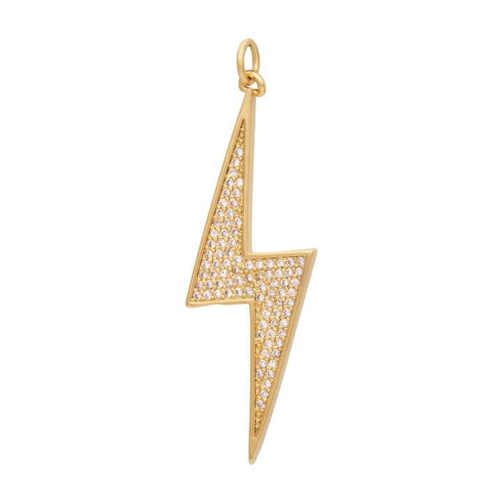 Zircon Lightning Bolt Charm - Gold for wholesale by The Ends