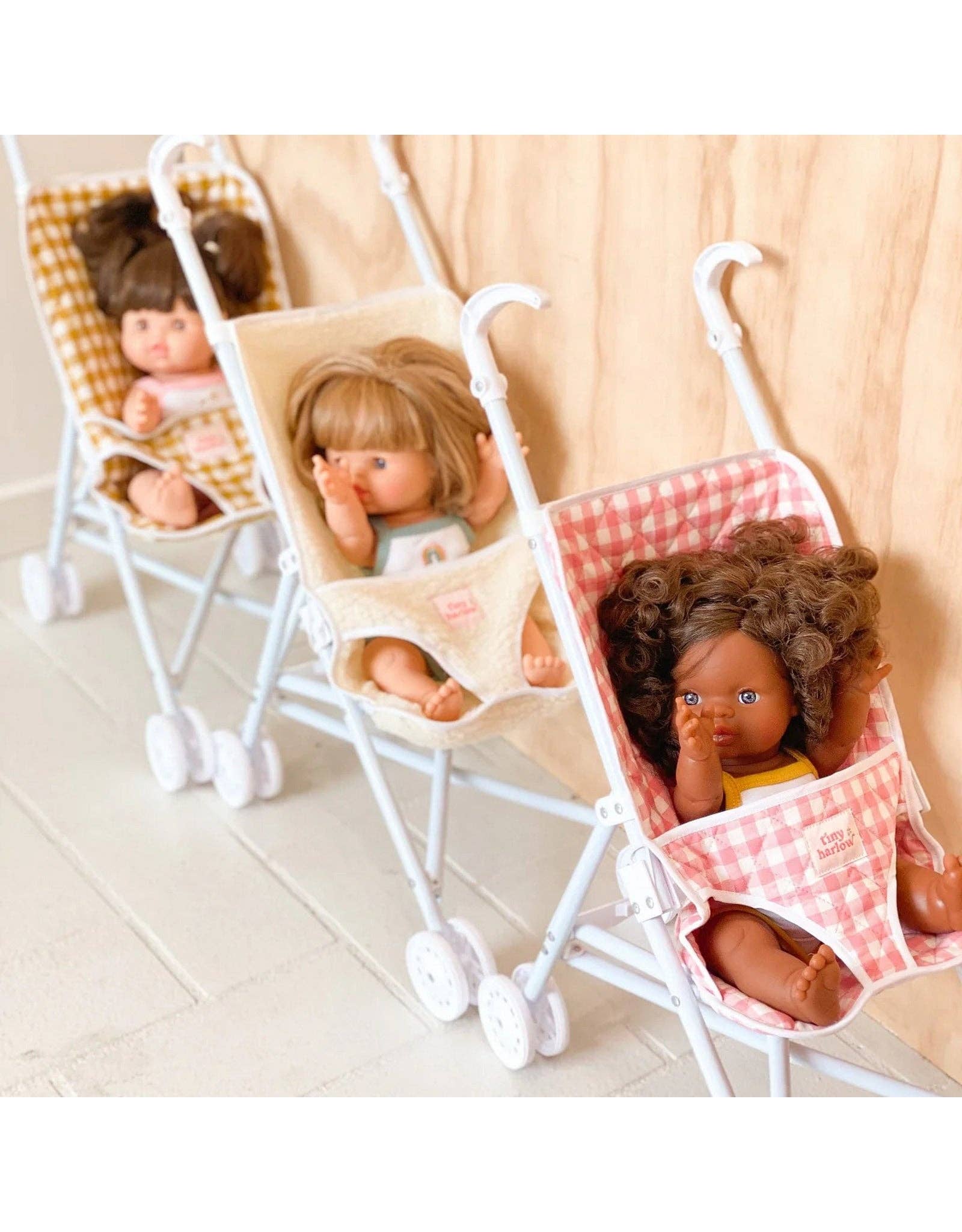 Shine on me Distribution - Wholesale Doll Stroller - Kids - Stroller for doll - Pink Gingham - Tiny Harlow2