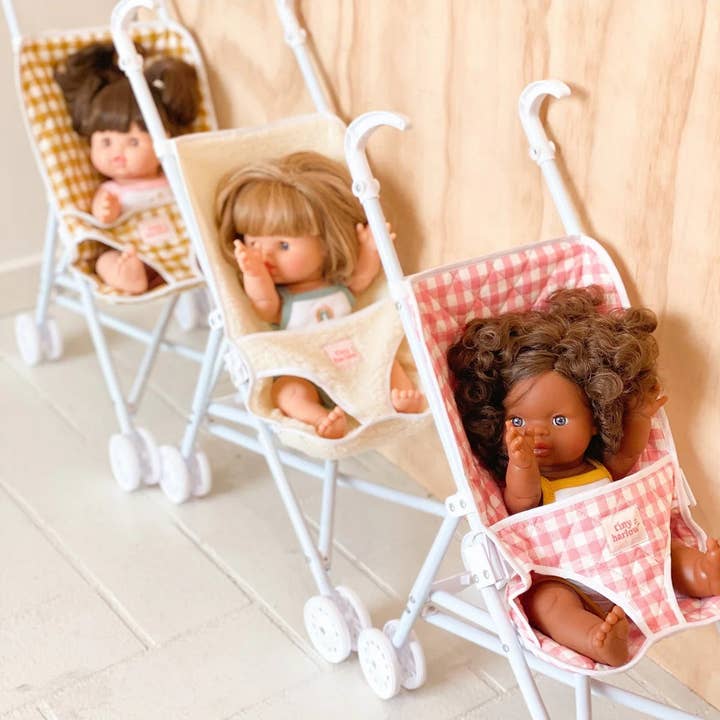 Shine on me Distribution - Wholesale Doll Stroller - Kids - Stroller for doll - Pink Gingham - Tiny Harlow2