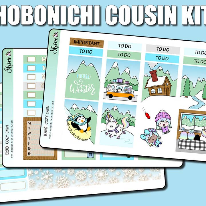 Cozy Cabin - Hobonichi Cousin Sticker Kit for wholesale by Shine Sticker Studio