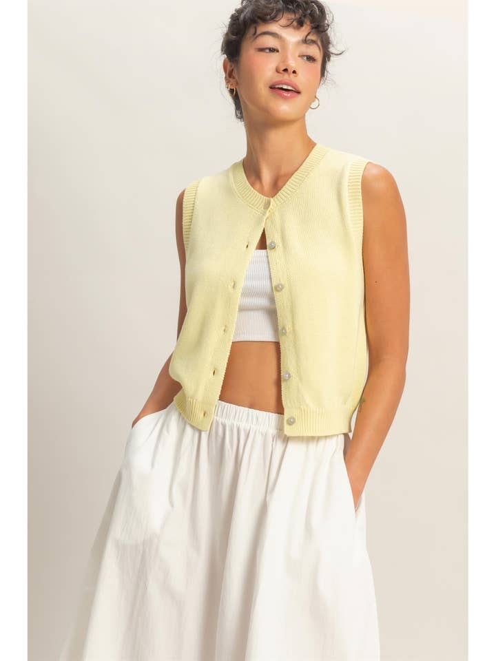 Button Up Sleeveless Cardigan for wholesale by HYFVE
