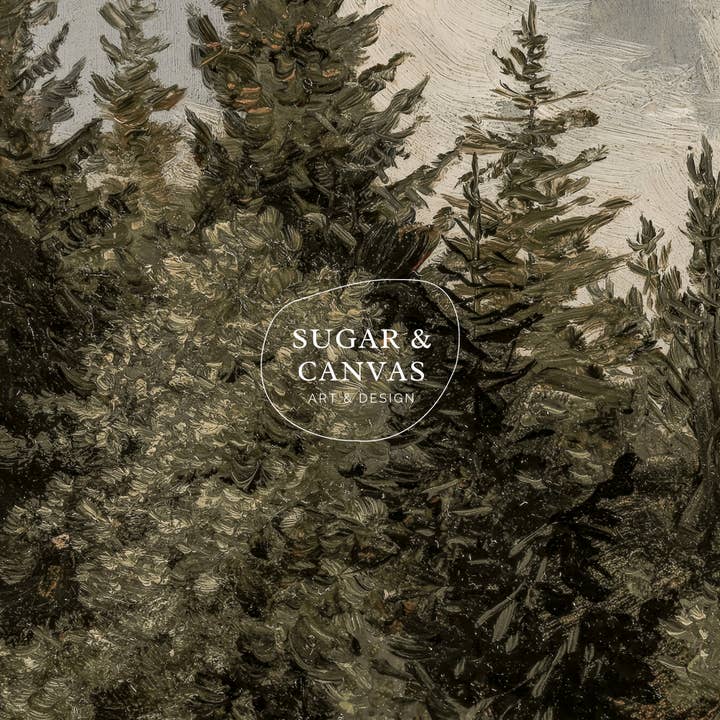 Sugar & Canvas - Wholesale Art Print - Vintage Fir Trees Landscape Art Print VP2052
