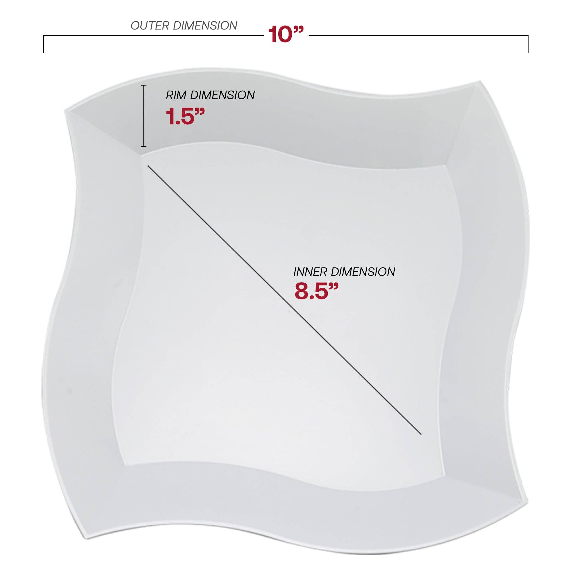 Smarty had a Party – Prato descartável por atacado – Pratos de Jantar de Plástico Branco Ondulado 10" - 120 unid.2