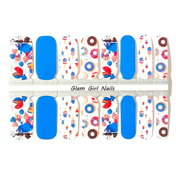 4th of July BBQ Nail Wraps for wholesale by Glam Girl Nails