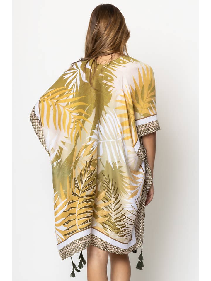 Hana - Wholesale Kimono - Women's - Palm Leaf Print Summer Kimono Cover Up1
