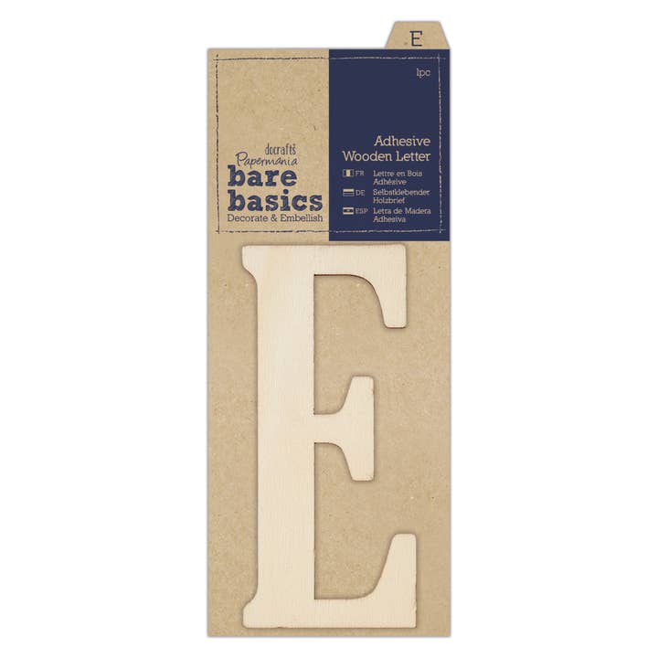 Bare Basics - Adhesive Wooden Letter E (1pc) for wholesale by West Design Products