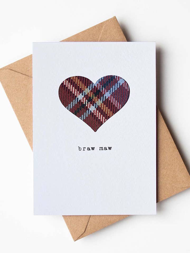 Braw Maw | Scottish Greeting Card | Real Tartan | Mother's Day Card for wholesale by Hiya Pal