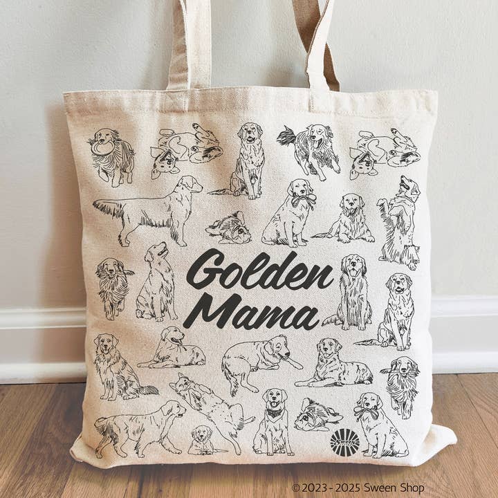 Golden Mama Cotton Canvas Tote Bag for pet Dog Mom Gift for wholesale by Sween Shop