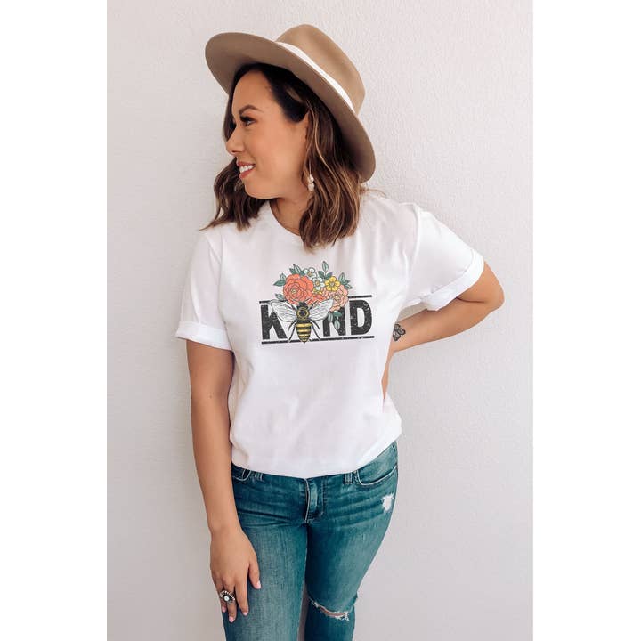 Bee Kind Floral Graphic Tee for wholesale by Bella Me
