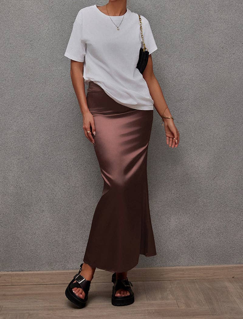 safistyle - Wholesale Skirt - Women's - Casual Satin Maxi Skirt5
