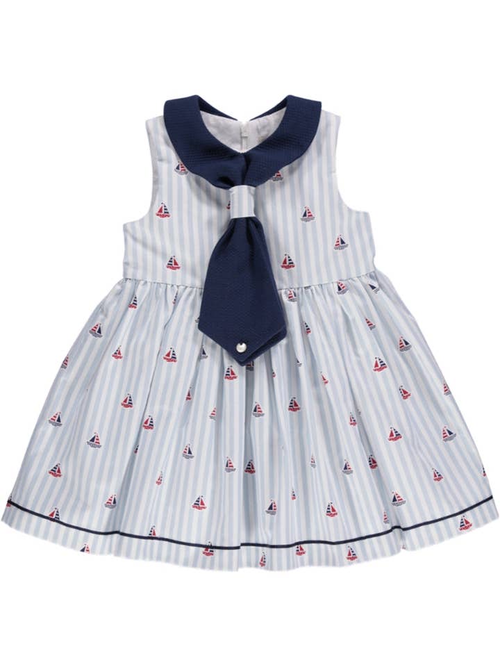 Blå klänning med ränder och båtar för wholesale av Piccola Speranza