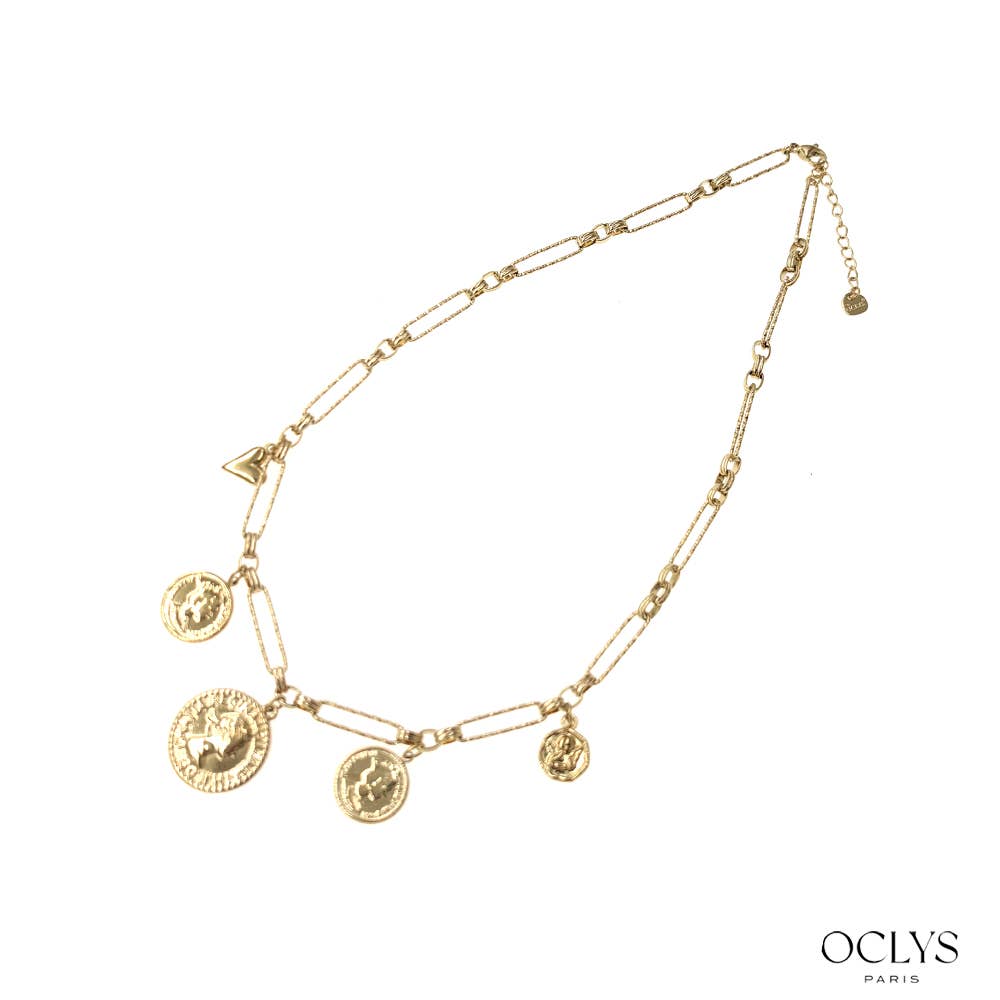 Oclys – Engroshandel Halskæde med vedhæng – Halskæde med vedhæng af mønter i rustfrit stål Aka0