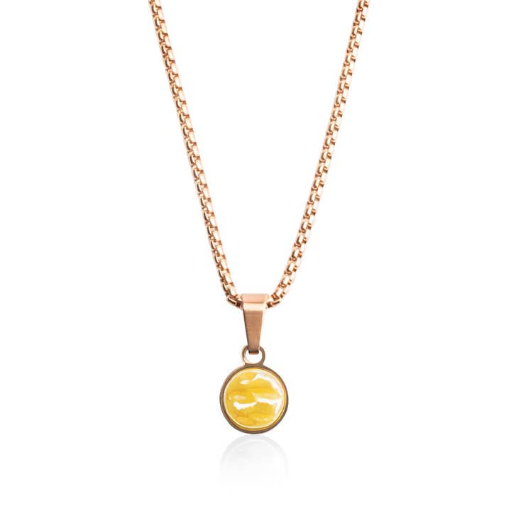 Collier court avec pendentif en or rose/jaune soleil pour la vente par ALEXASCHA