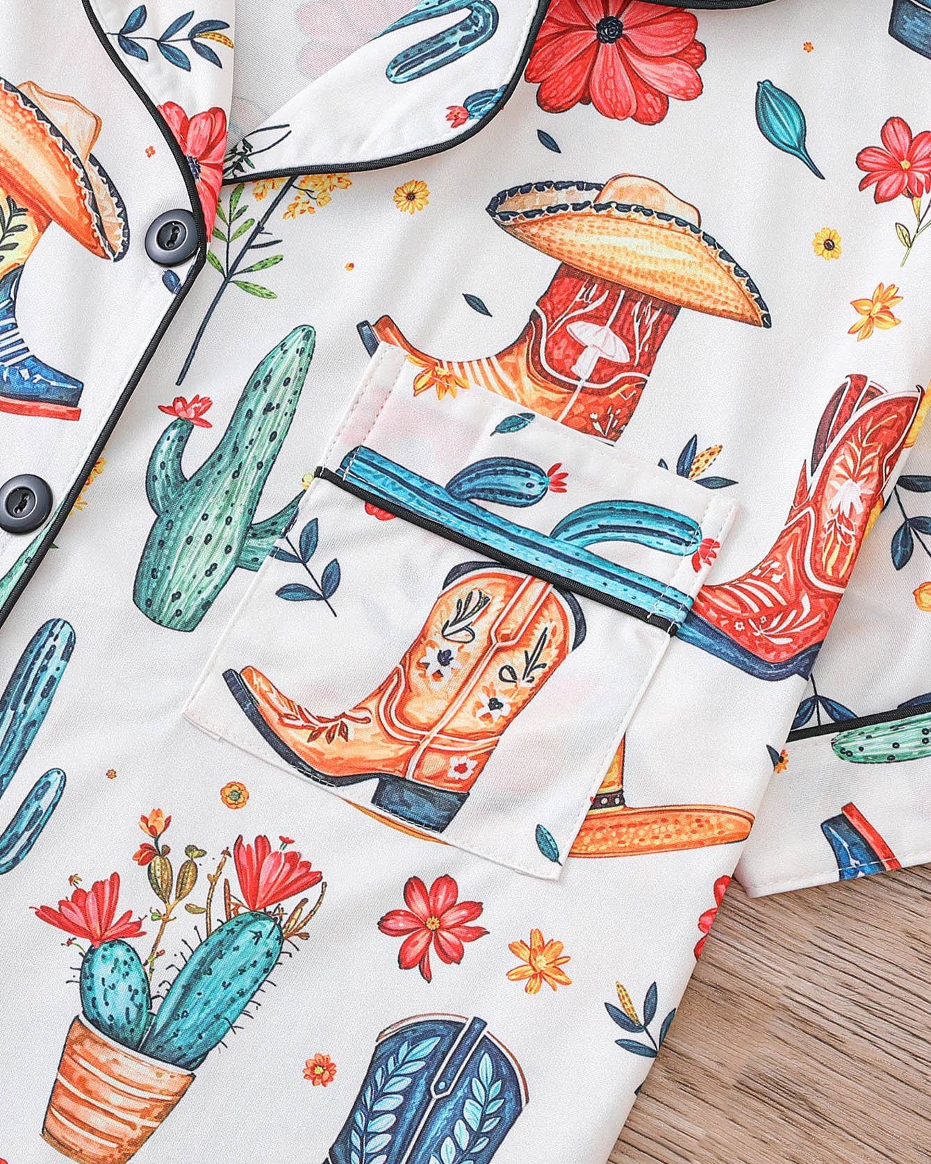 Rosa Clothing - Wholesale Lounge Set - Women's - Cactus & Boots Cowgirl Pajama Set6