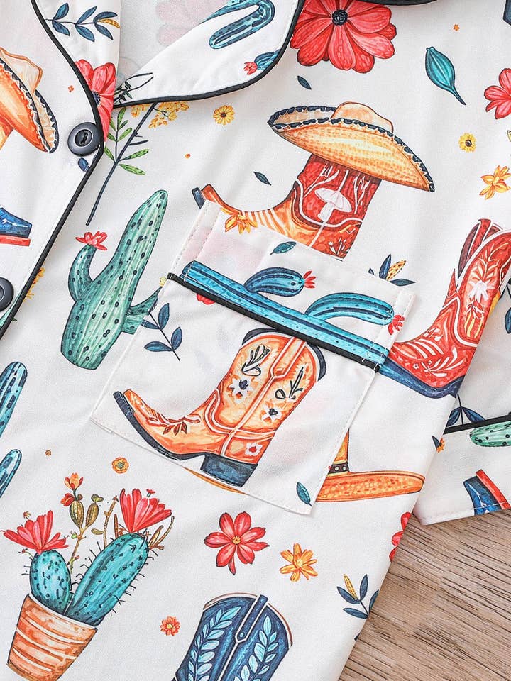 Rosa Clothing - Wholesale Lounge Set - Women's - Cactus & Boots Cowgirl Pajama Set6
