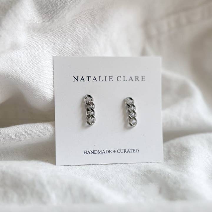 Natalie Clare Collections - Wholesale Stud/Post Earrings - Silver Chain Studs