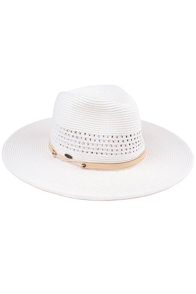 Hana - Wholesale Straw Hat - Women's - C.C Faux Leather String Straw Panama Hat4