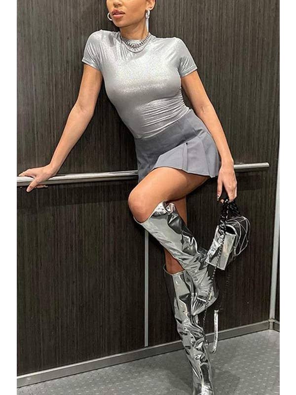 Queen Fashion - Wholesale Blouse - Women's - metallic fitted tee6